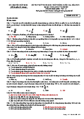 Đề thi thử THPT Quốc gia môn Vật lý năm 2019 - Mã đề MH 103 - Nguyễn Đức Sinh (Kèm đáp án)